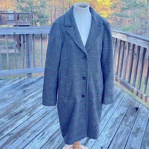 Abercrombie & Fitch Dad Coat Plaid Pattern wool blend car jacket lined
